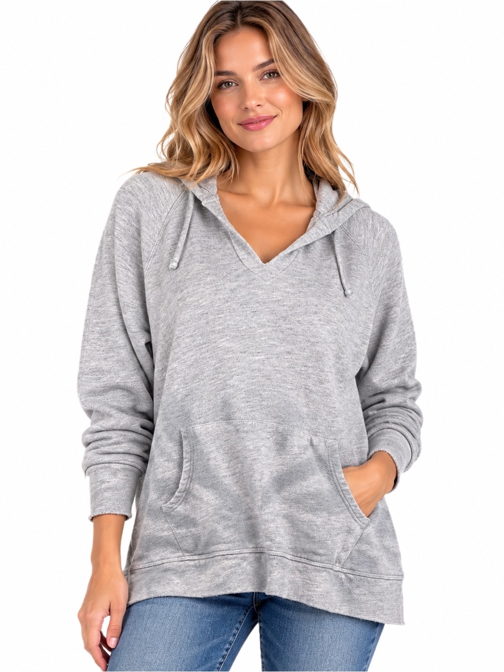 JOHNNY WAS/CALME Mira Light Gray & Tie-Dye Hooded Pullover Hoodie Small